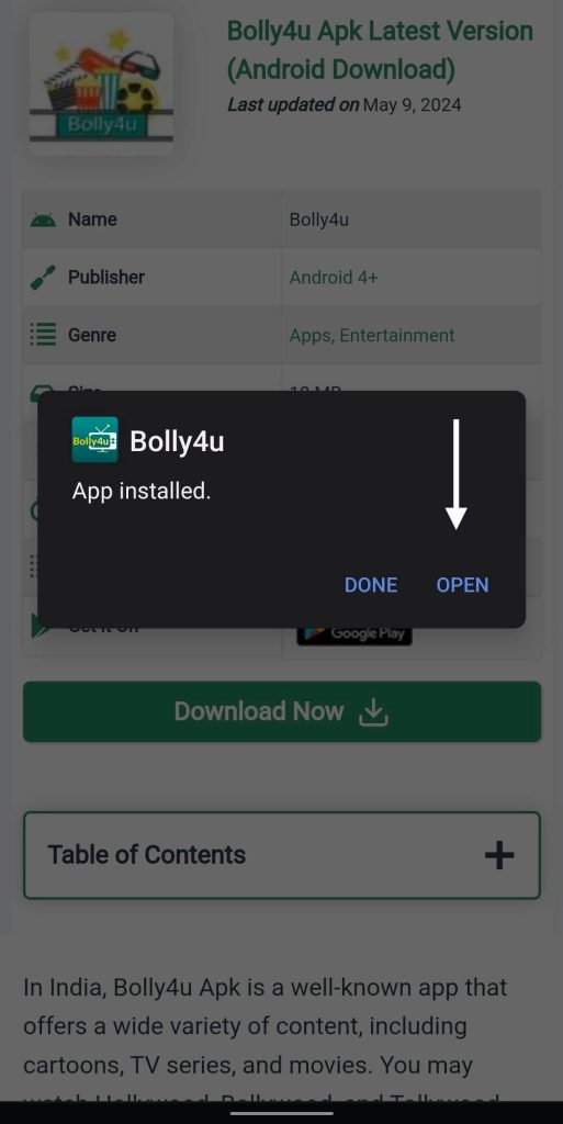 Bolly4u APk Click Open