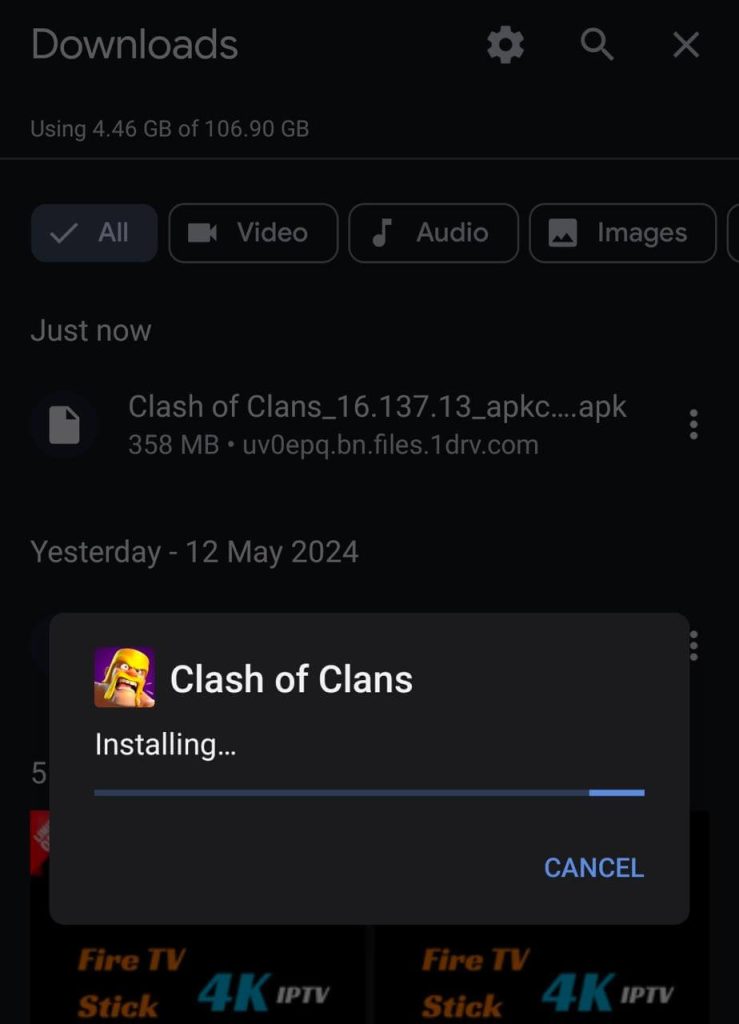 Clash of Clan Mod APk Installed