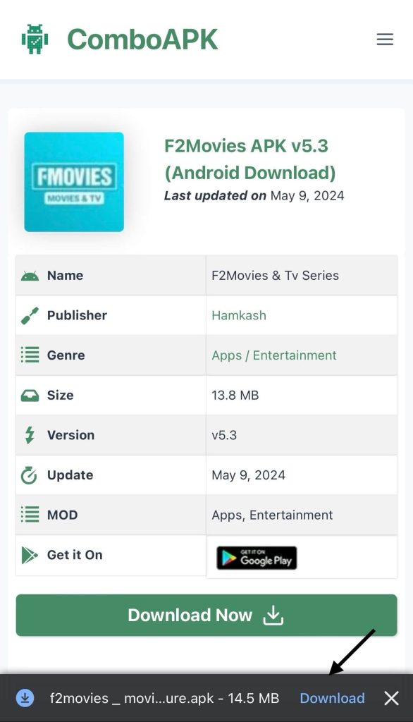 F2Movies Apk Click File