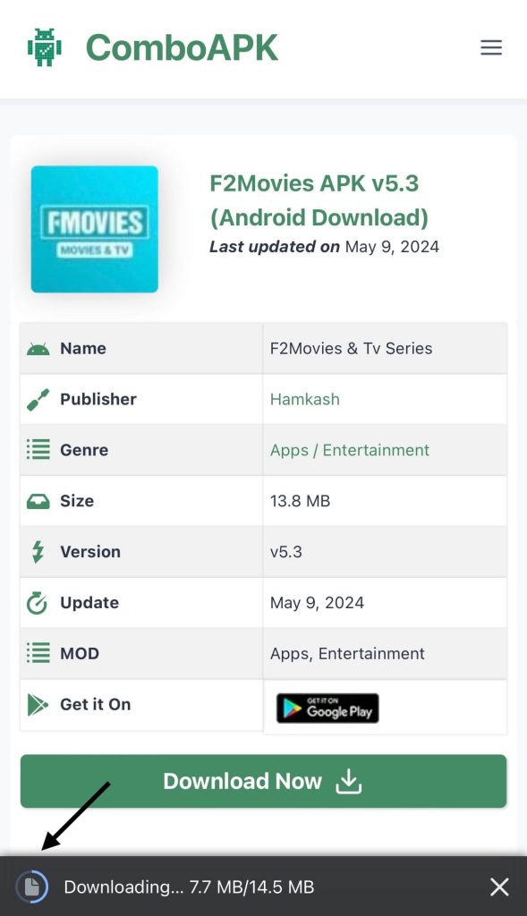 F2Movies Apk Download Start