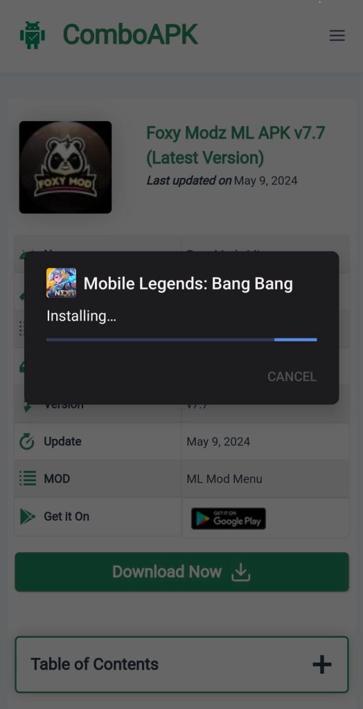 Foxy Modz Ml Apk Installed