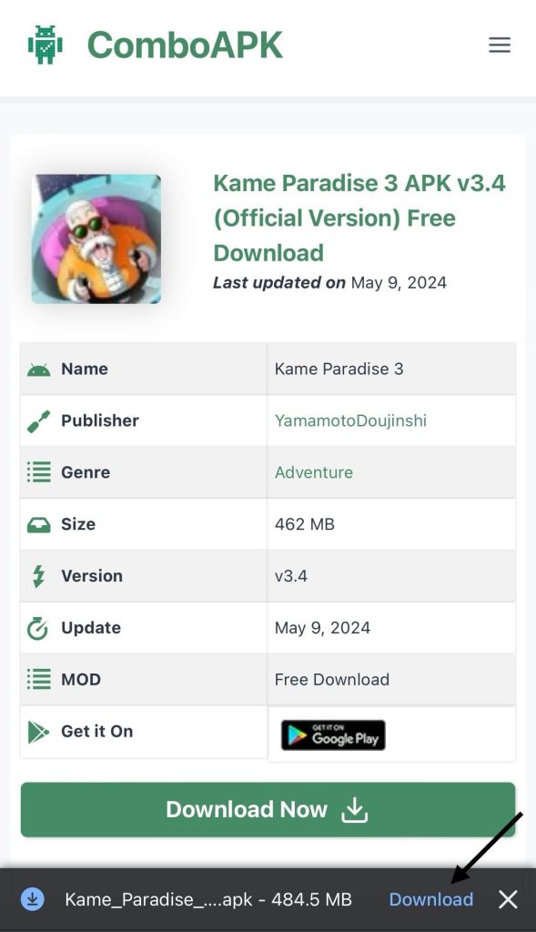 Kame Paradise 3 APK Click File