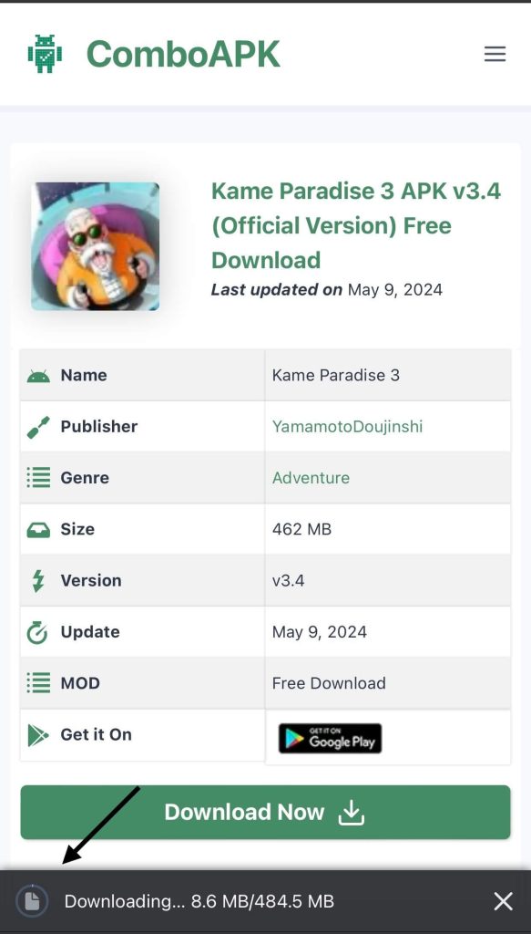 Kame Paradise 3 APK download Start