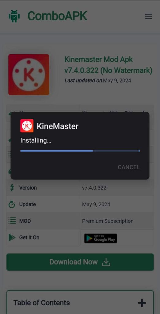 Kinemaster Mod APk Installed