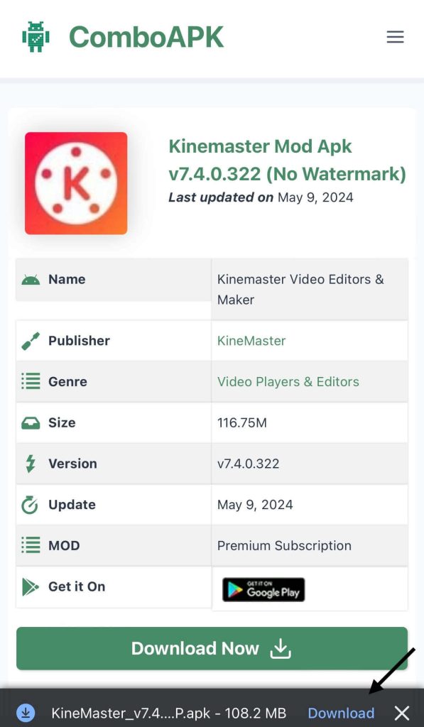 Kinemaster Mod Apk Click File