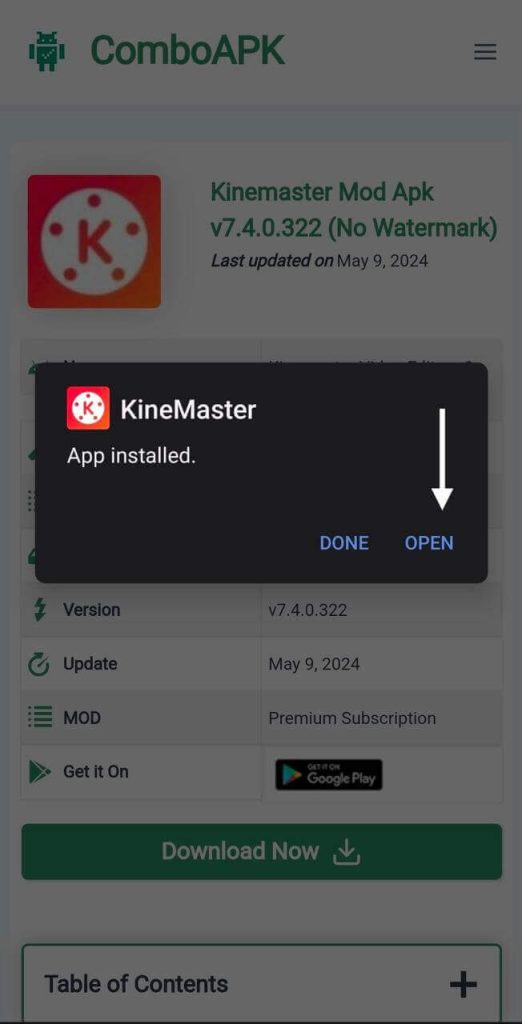 Kinemaster Mod Apk Click Open