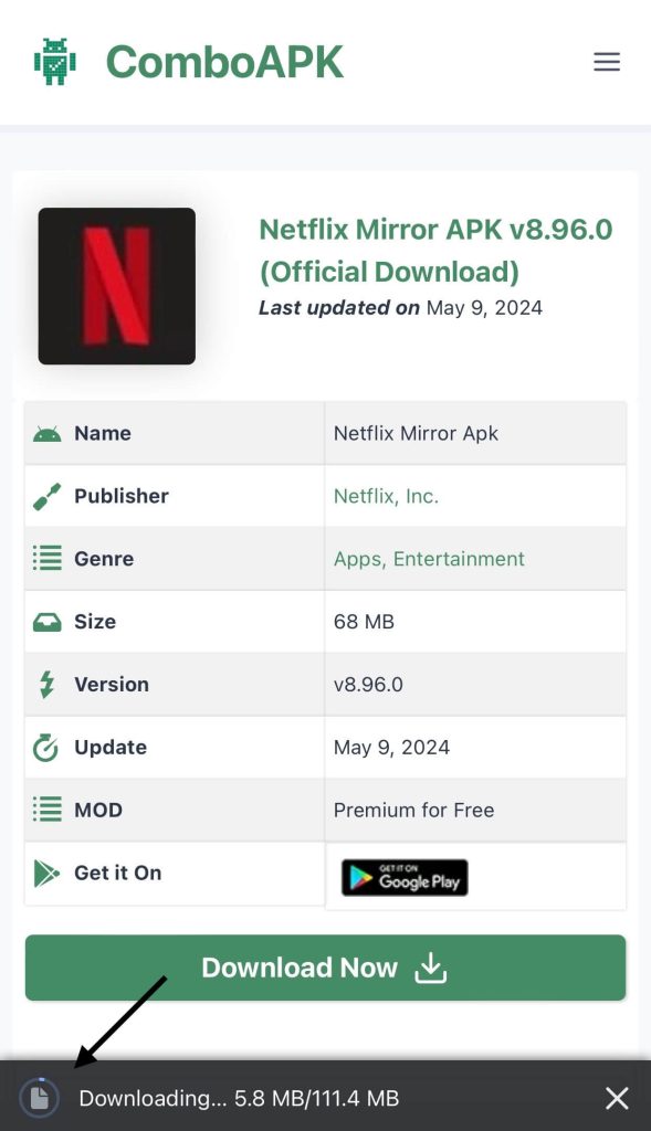 Netflix Mirror Apk Download Start