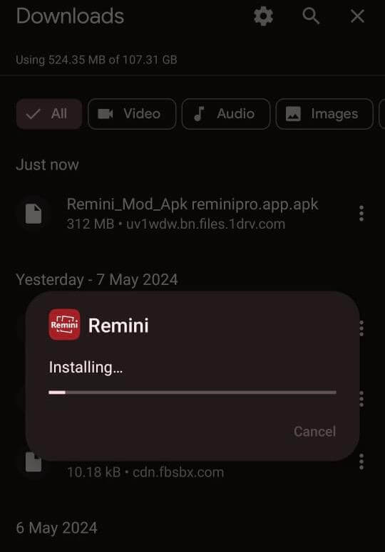 Remini Mod APk Installed