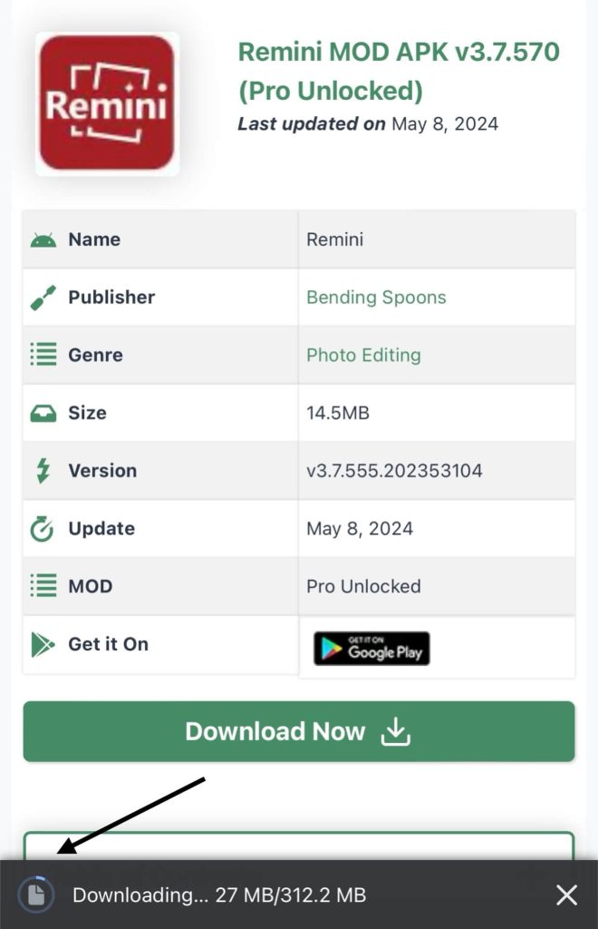 Remini Mod Apk Download Start