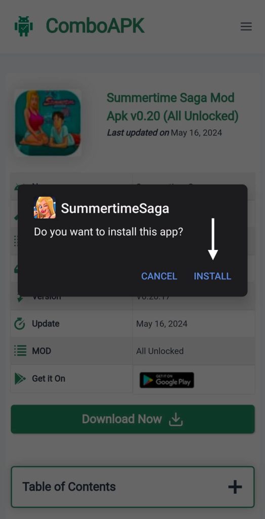 Summertime Saga Mod Apk Click Install