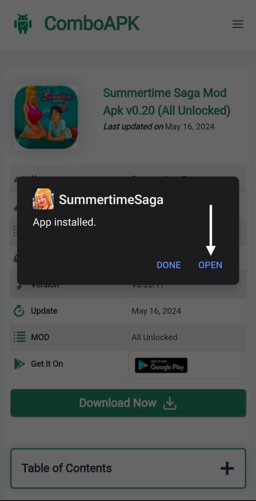 Summertime Saga Mod Apk Click Open