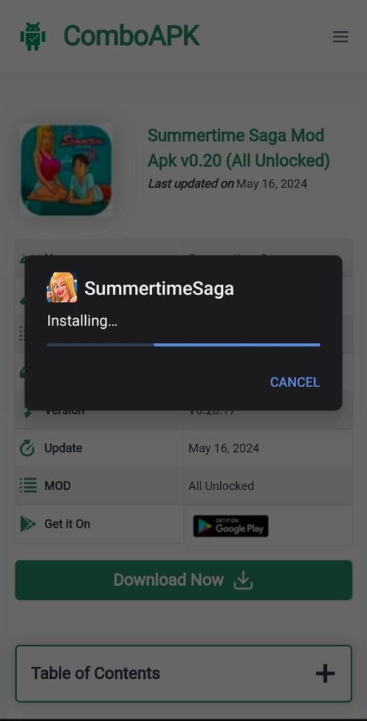 Summertime Saga Mod Apk Installed