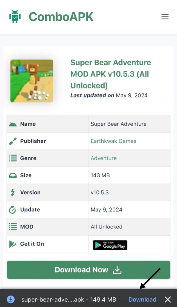 Super Bear Adventure Mod Apk Click File