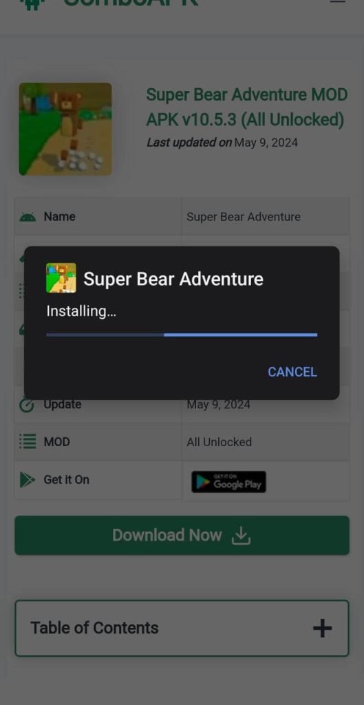 Super Bear Adventure Mod Apk Installed