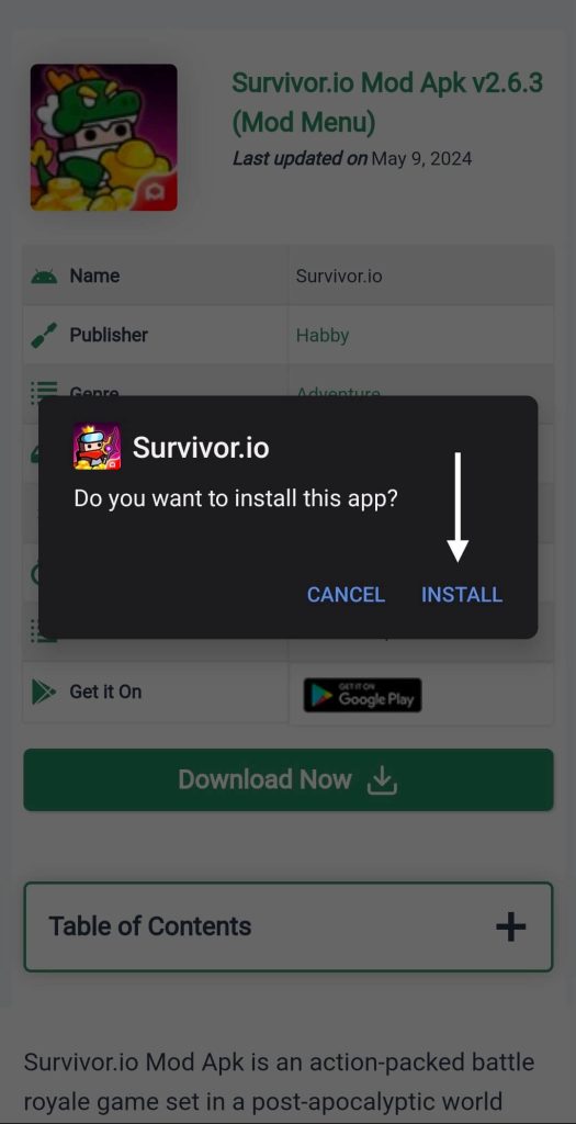 Survivor.io Mod Apk Click Install