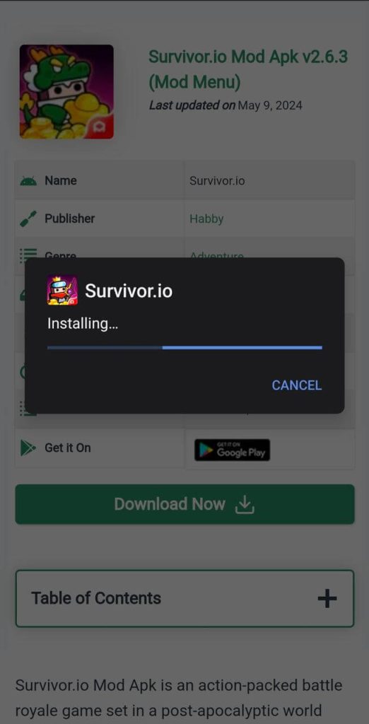 Survivor.io Mod Apk Installed