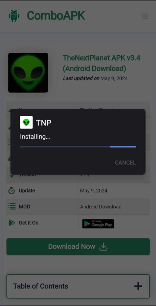 Thenextplanet APk Installed