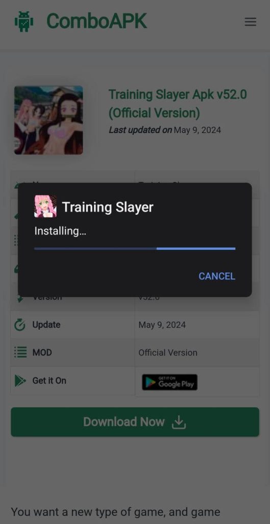 Training Slayer Apk Installed