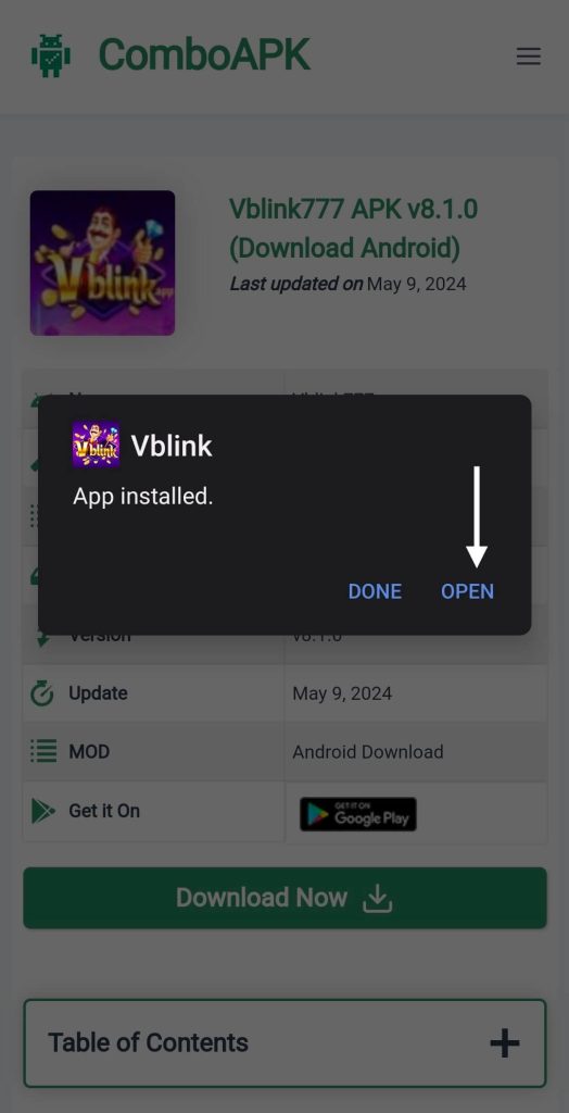 Vblink 777 Apk Click Open