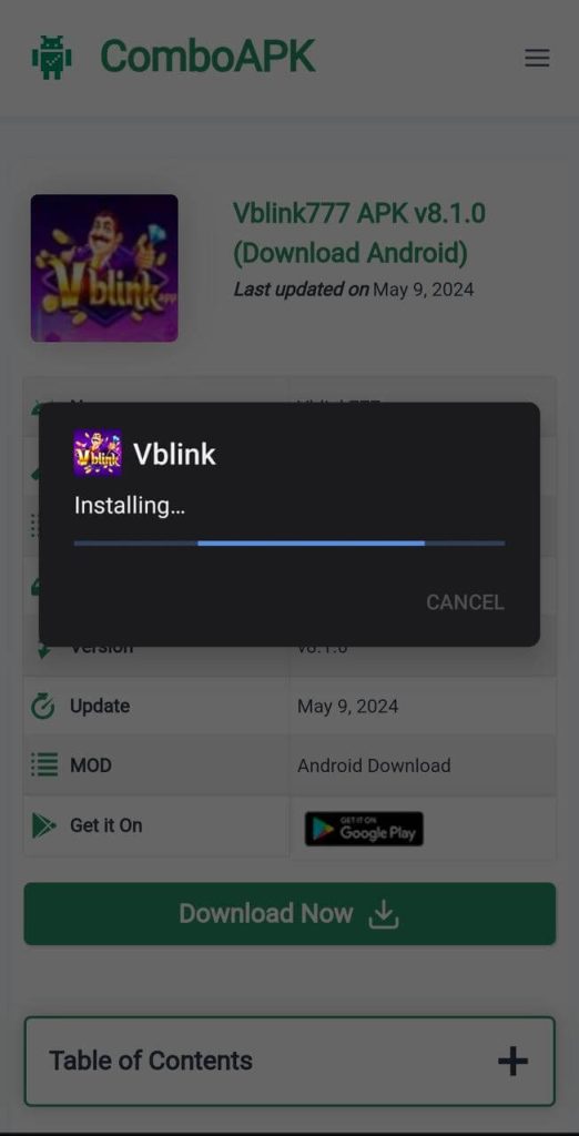 Vblink 777 Apk Installed