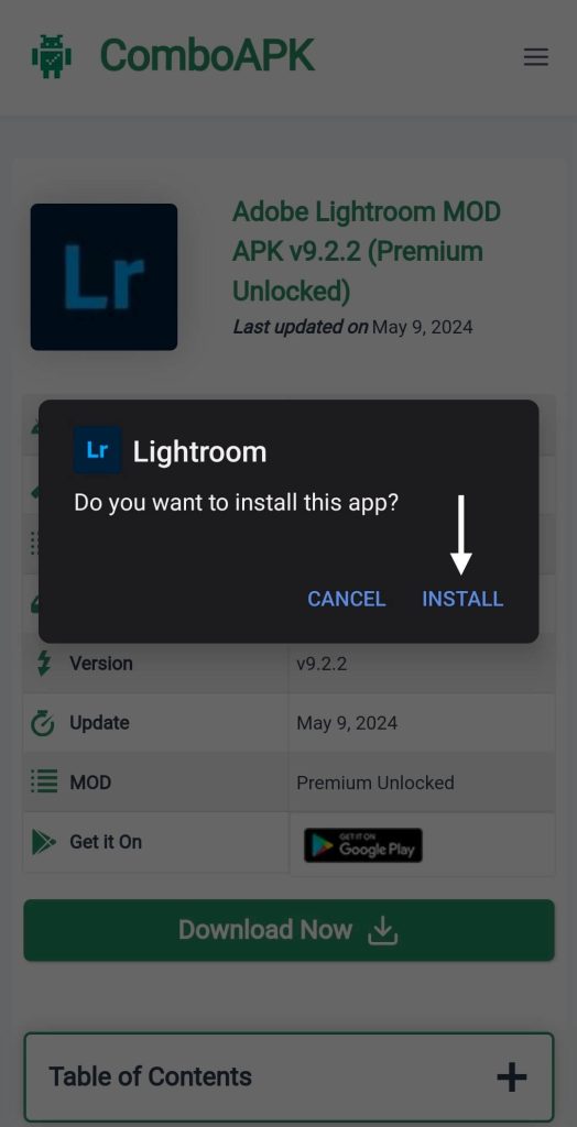 Adobe Lightroom Mod APk Click Install