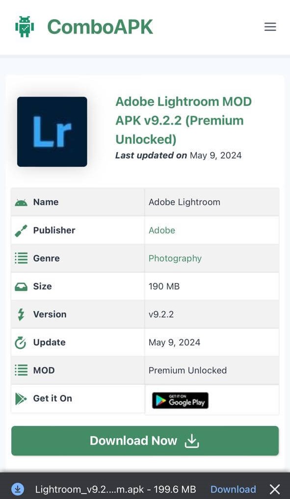 Adobe Lightroom Mod Apk Click File