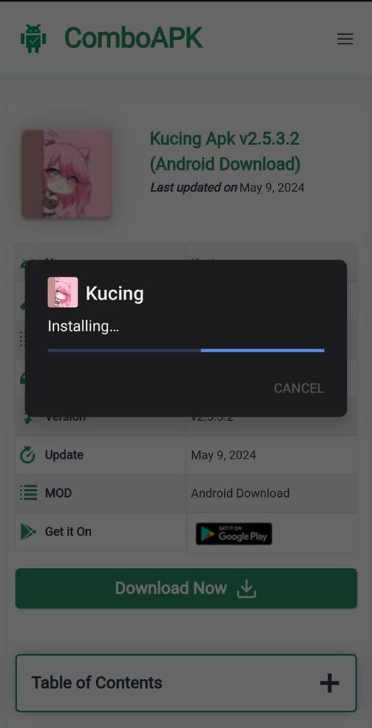 Kucing Apk Installed