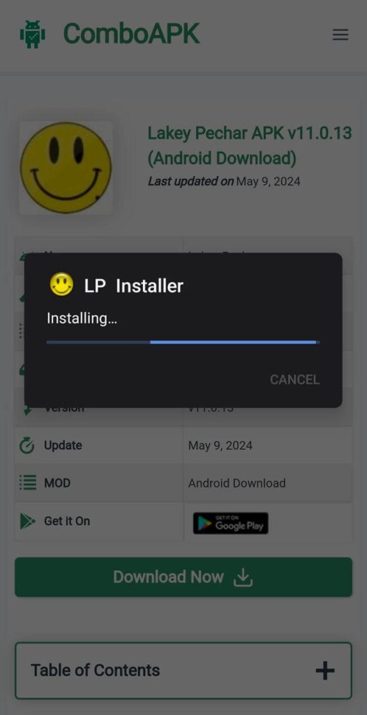 Lakey Pechar Apk Installed