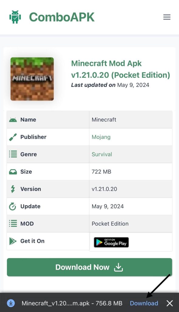 Minecraft Mod Apk Click File