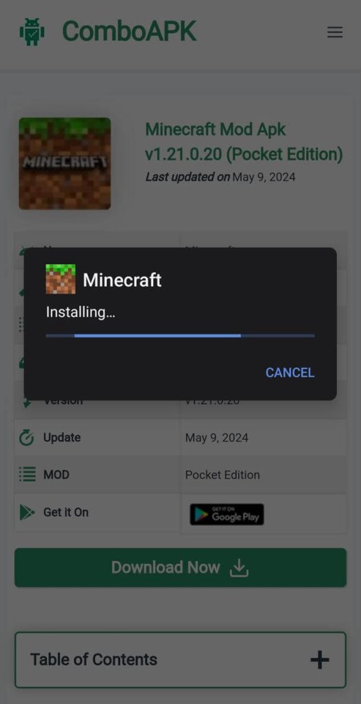 Minecraft Mod Apk Installed