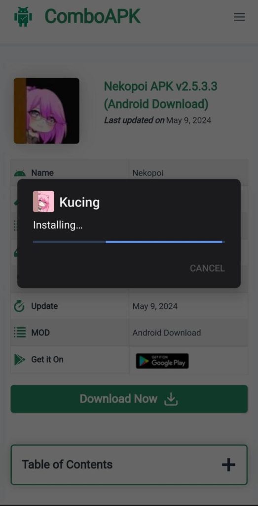 Nekopoi Apk Installed