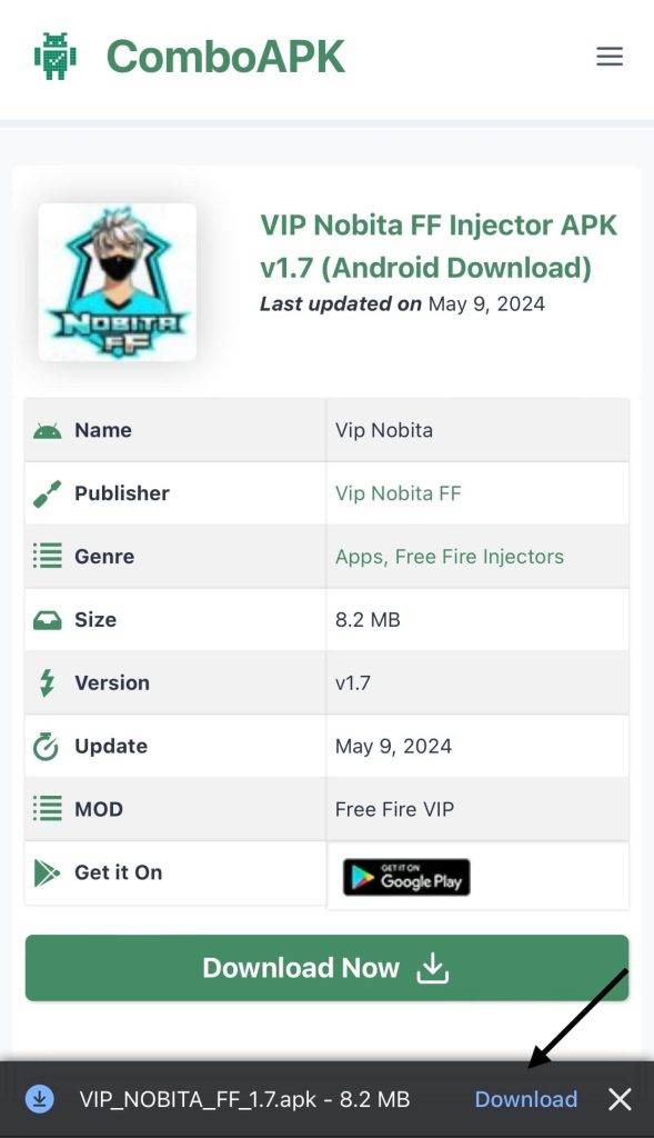 Vip Nobita FF Injector Apk Click File