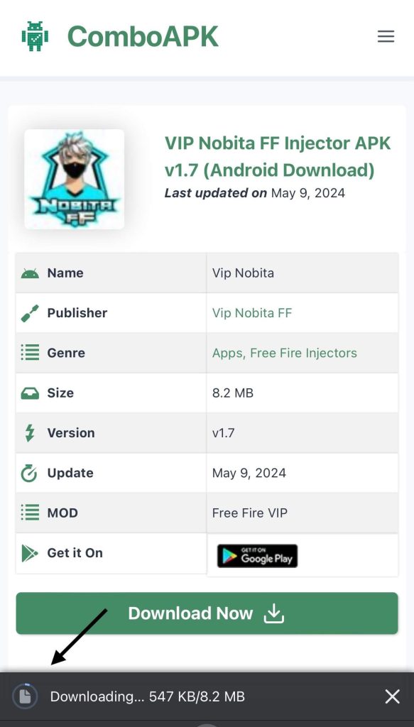 Vip Nobita FF Injector Apk Download Start