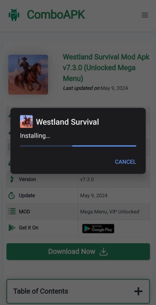 Westland Survival Mod Apk Installed