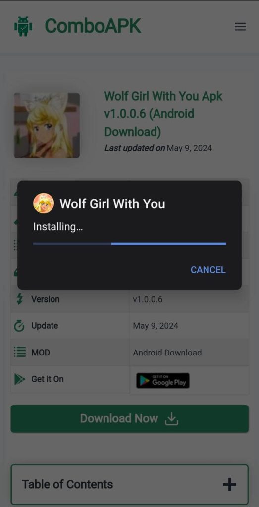 Wolf Girl With You Apk Installed