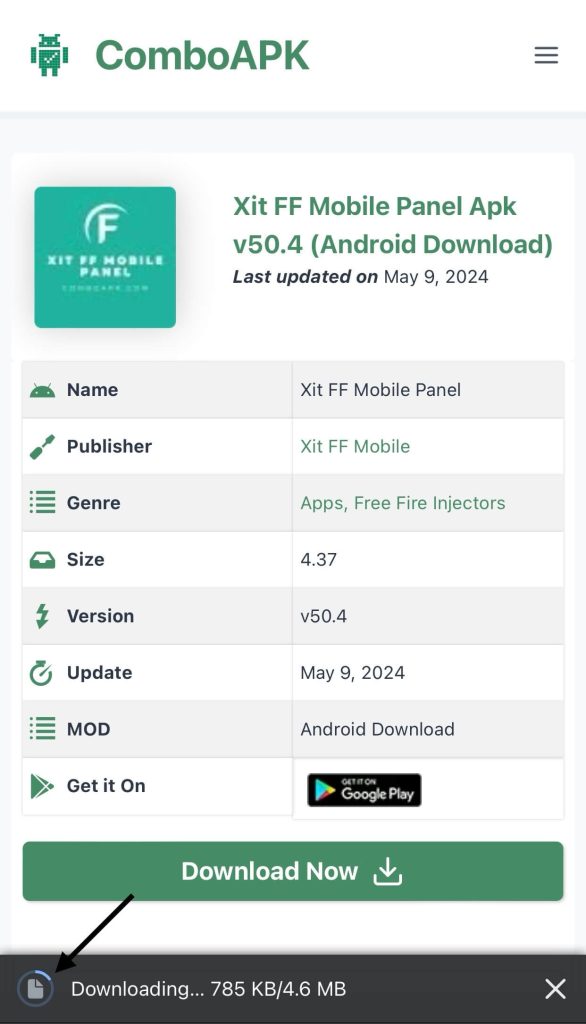 Xit FF Mobile Panel Apk Download Start