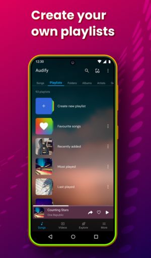 Audify Player MOD APK own playlist