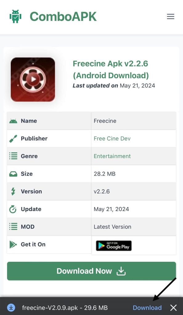 Freecine Apk v2.2.6 Click File