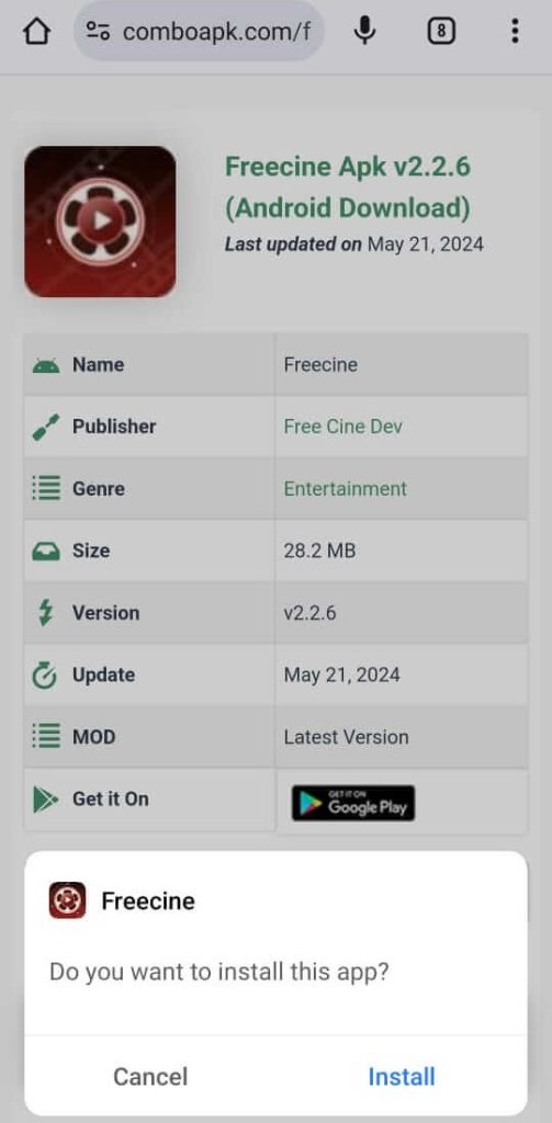 Freecine Apk v2.2.6 Click Install