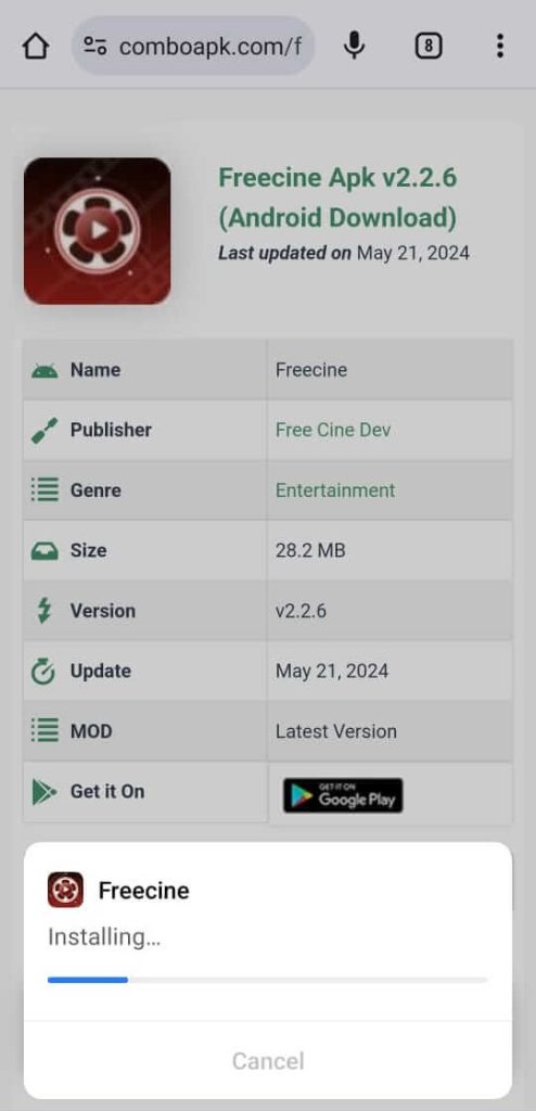 Freecine Apk v2.2.6 Installed