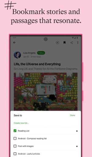 Medium MOD APK bookmarks